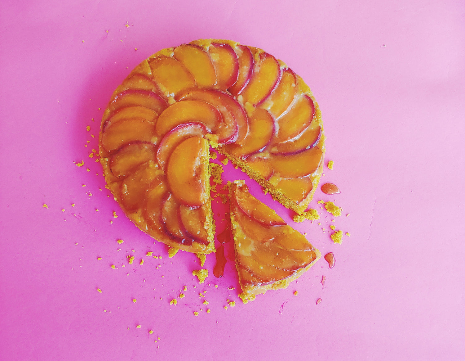 Golden Milk Peach Upside-down Cake