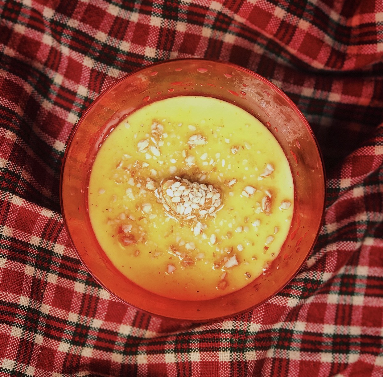 Golden Milk Panna Cotta with Cardamom Honey Bourbon Sauce