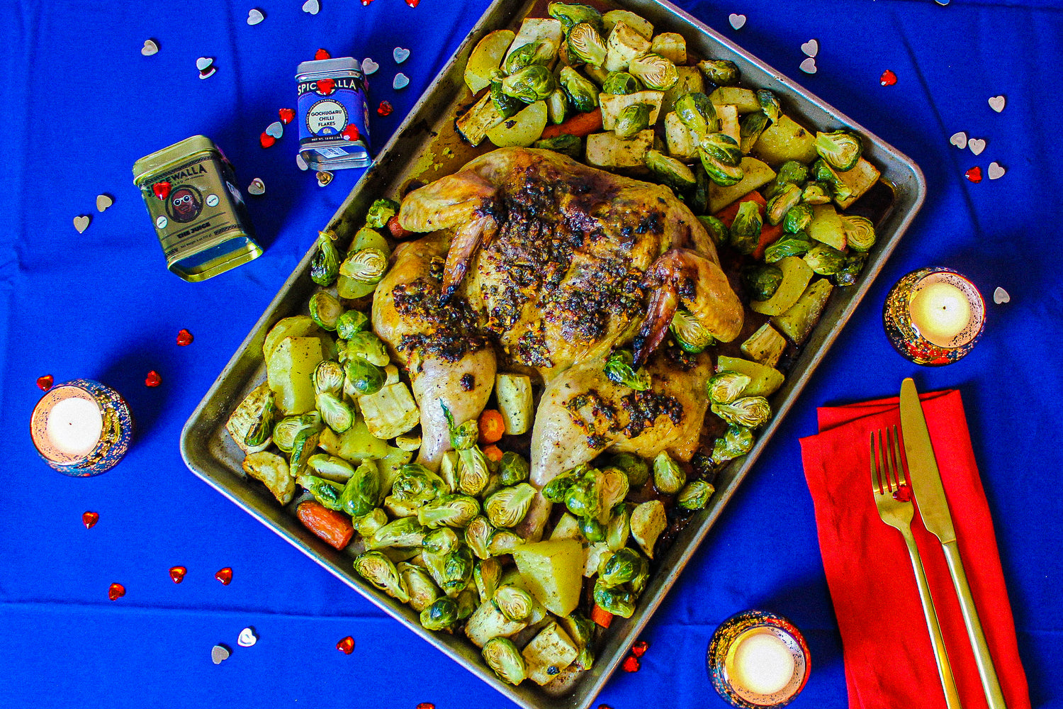 Sheet Pan Dinner for 2 Spatchcock Chicken and Veggies