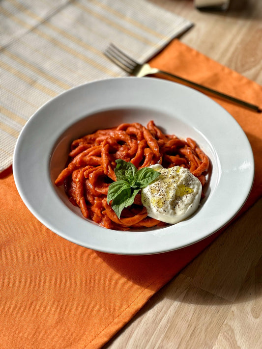 Fernanda Baggio's Spanish Paprika Busiate with Nduja & Burrata