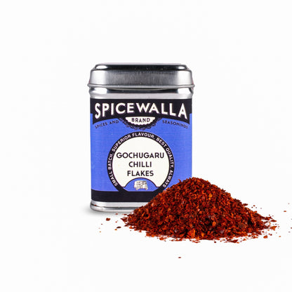Spicewalla Gochugaru Chilli Flakes container with chili flakes on a white background