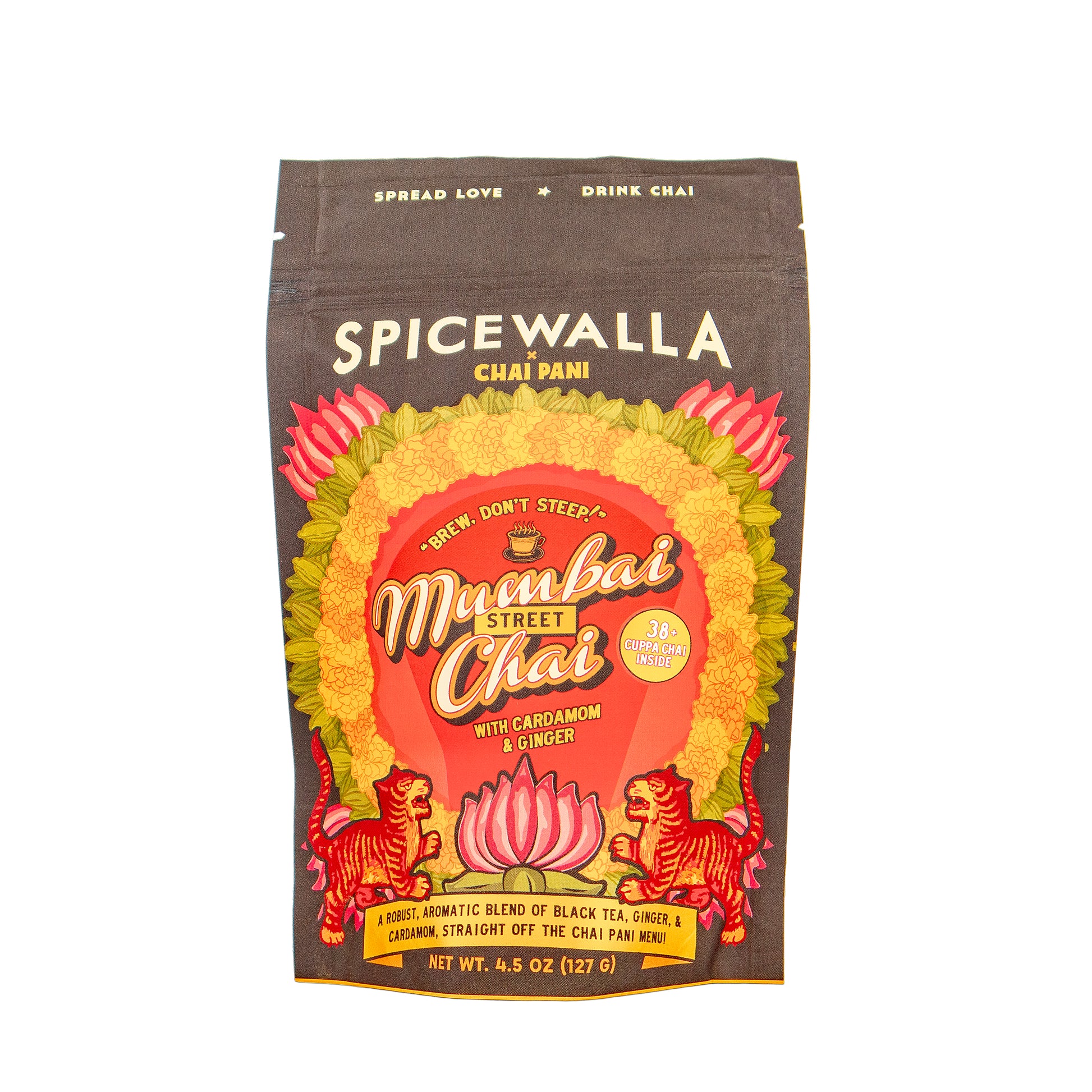 Spicewalla Chai Pani Mumbai Street Chai tea package on a white background