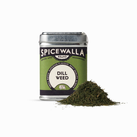 Spicewalla dill weed canister with dill weed on a white background