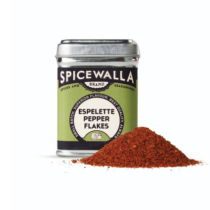Spicewalla Espelette Pepper Flakes container with red pepper flakes on a white background