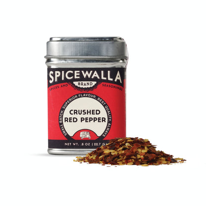 Spicewalla crushed red pepper canister with crushed peppers on a white background