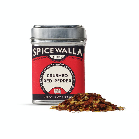 Spicewalla crushed red pepper canister with crushed peppers on a white background
