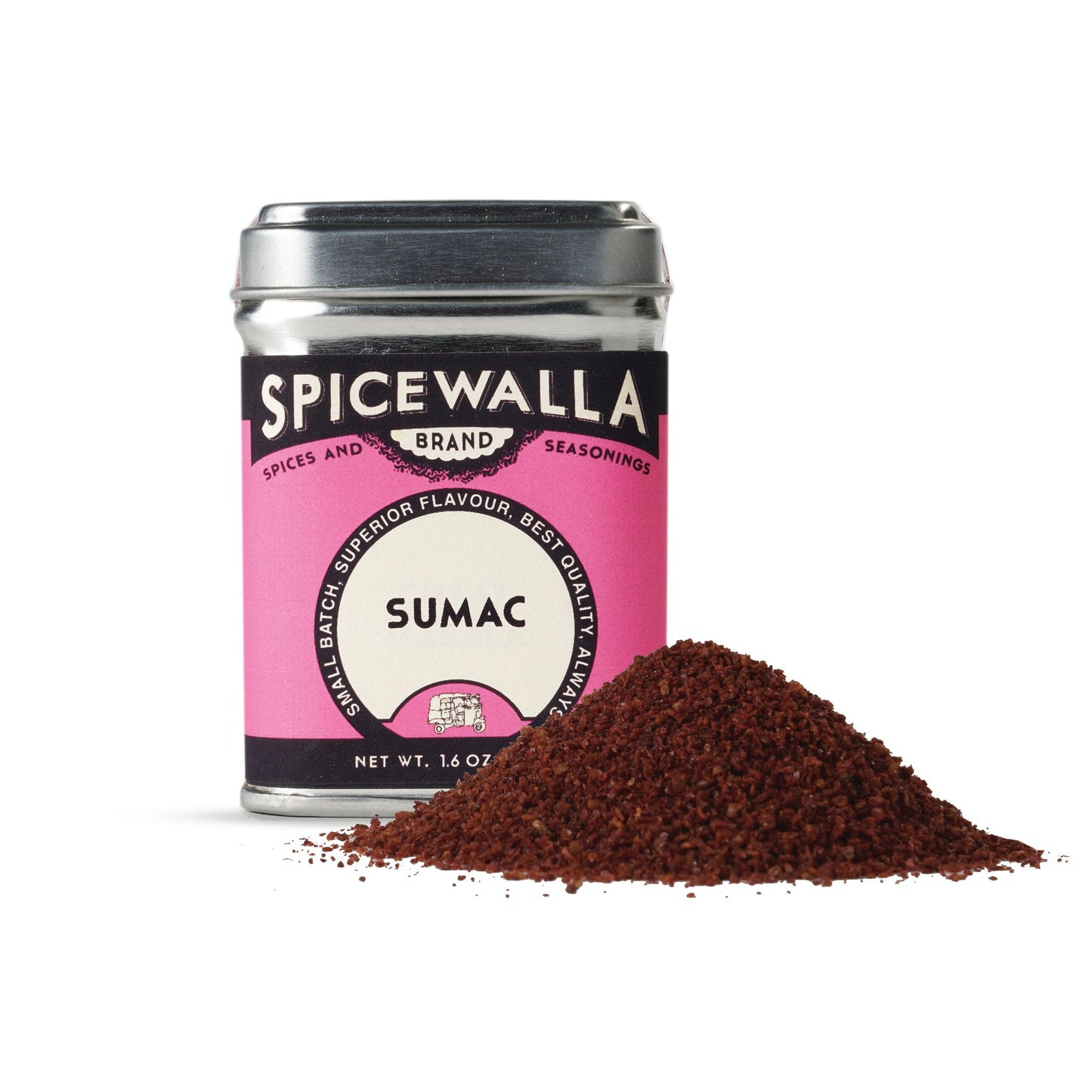 Spicewalla Sumac spice container with ground sumac on a white background